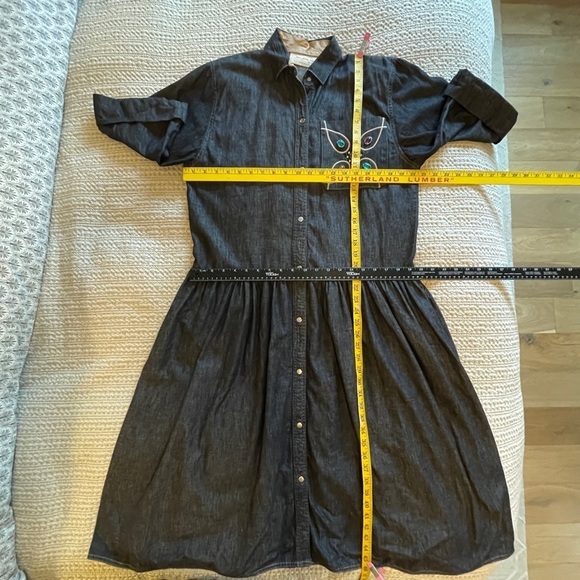 Oscar de la Renta for SWIRL Made USA 🇺🇸 Black Denim Shirt Dress Size M Vintage - Picture 12 of 13